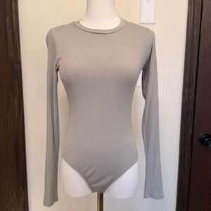 Lulu's Light Green Long Sleeve Ribbed Fitted Bodysuit